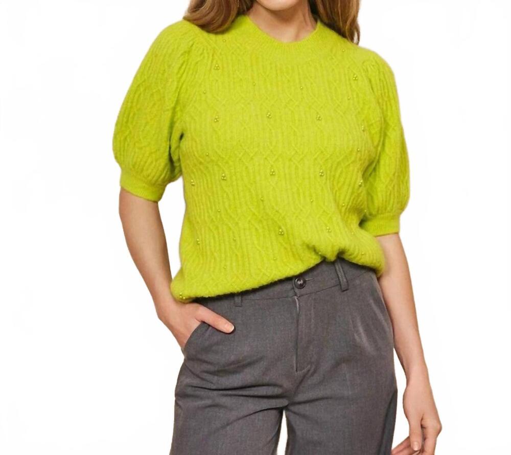 NEW ESQUALO saffi pearls sweater in city lime